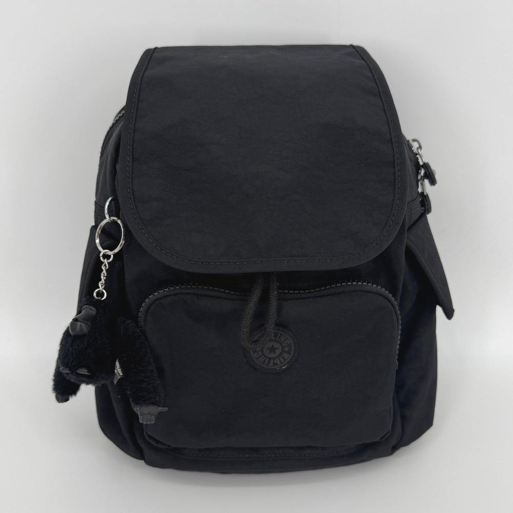 Kipling City Pack Small Backpack Black Nylon Monkey Keychain Travel School Bag - Picture 3 of 10